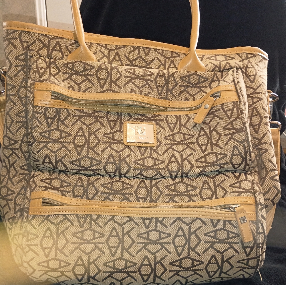 Anne Klein Tan and Brown Patterned Tote